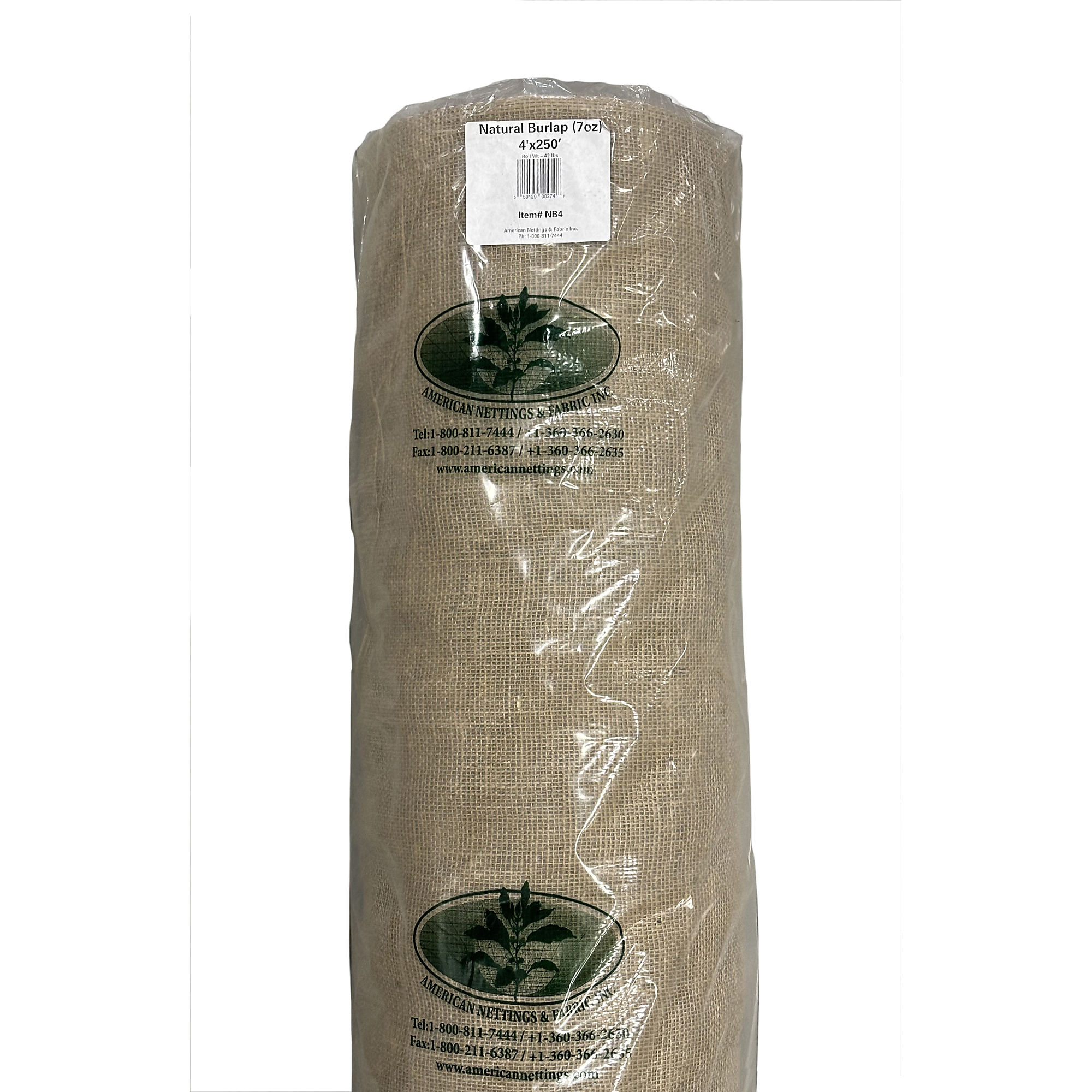 American Nettings & Fabric, Inc., Natural Burlap 4ft.x250ft. (7oz), Model# NB4